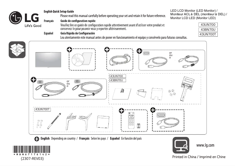 First page image of the manual for 43BN70U