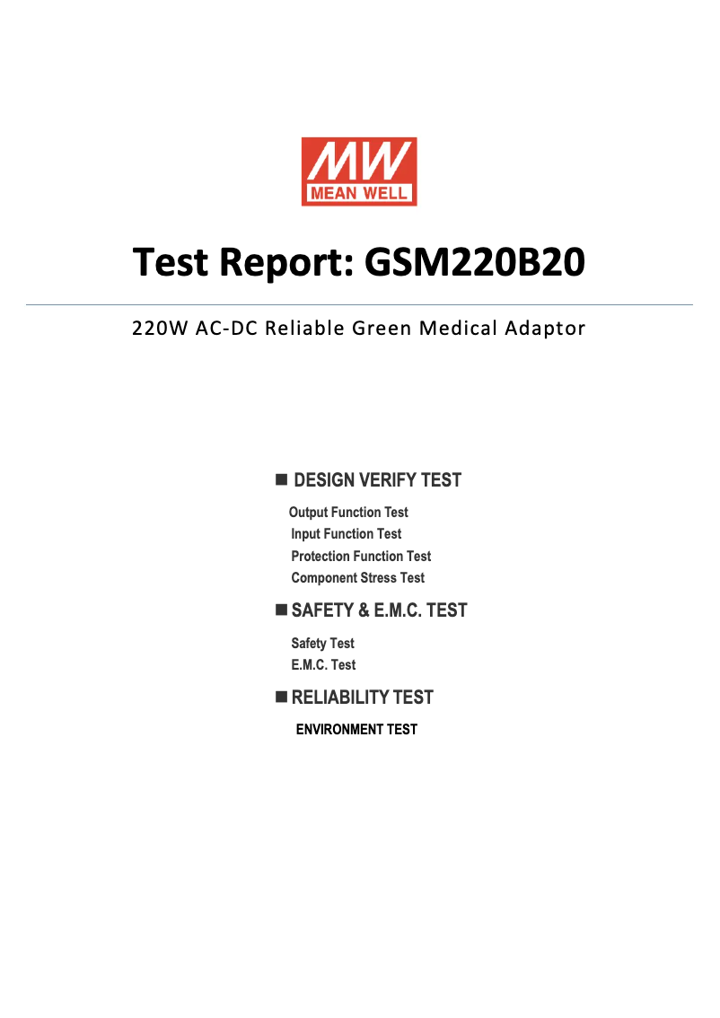 Page 1 of the manual Technical Sheet Mean Well GSM220B20-R7B
