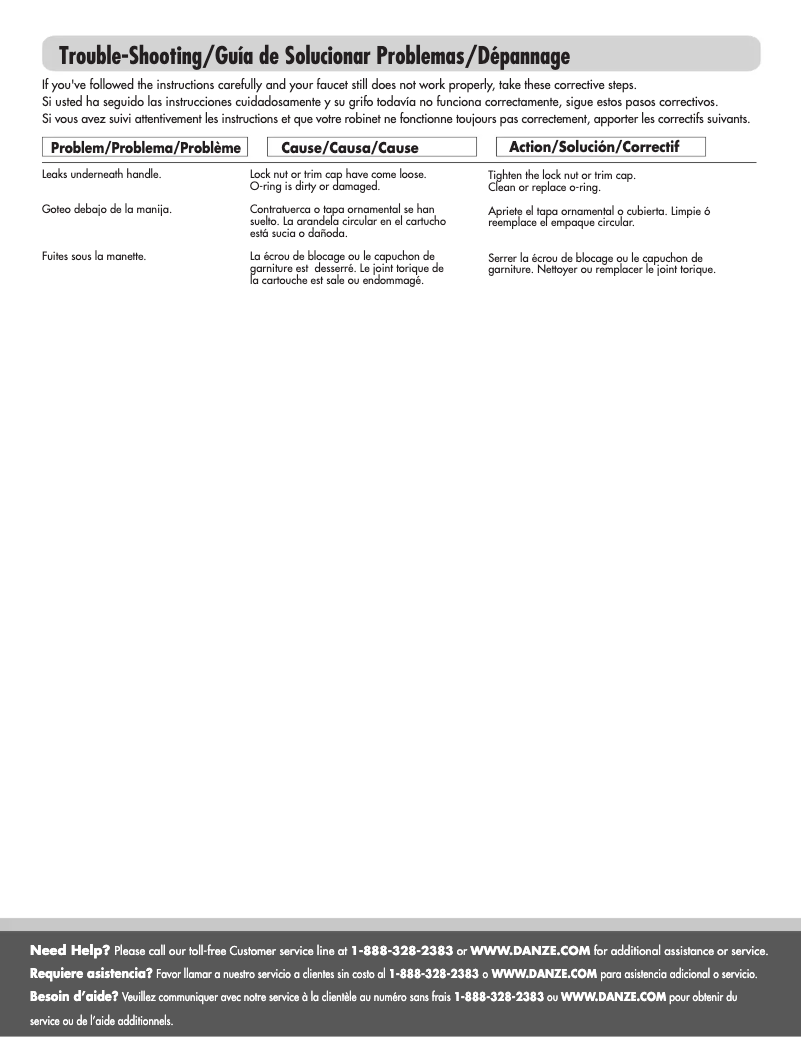 Page 1 de la notice Manuel utilisateur Danze D401544