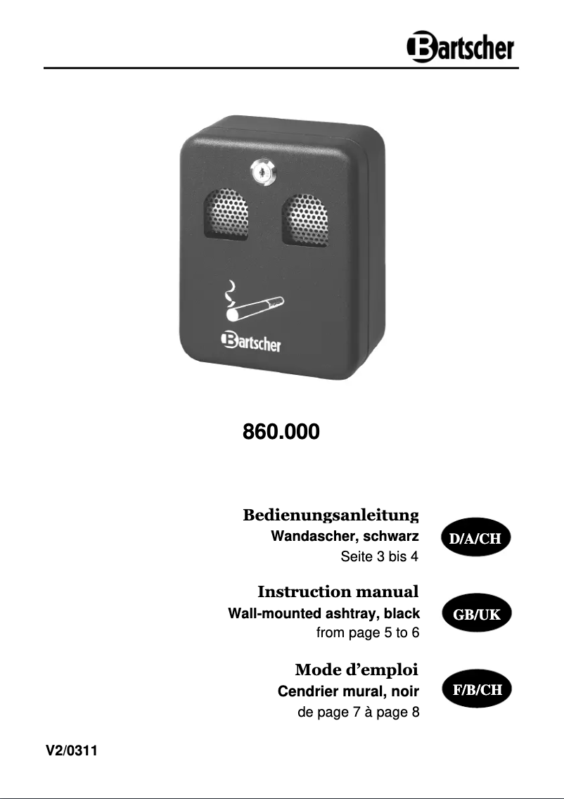 Page 1 of the manual User Manual Bartscher 860000