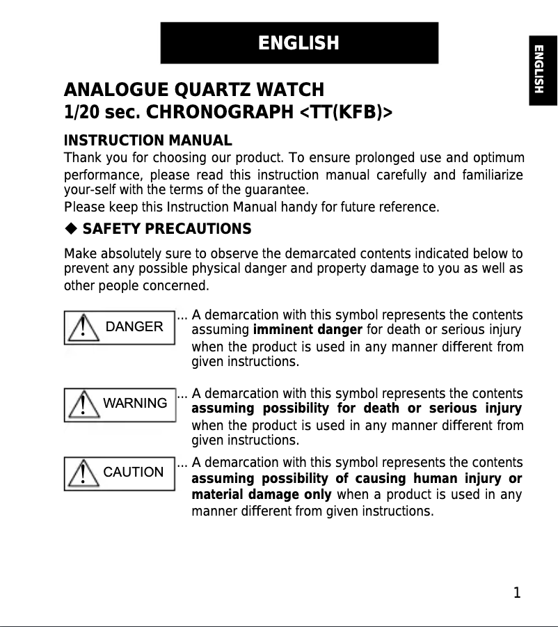 Page 1 of the manual User Manual ORIENT Sports TT0J002B