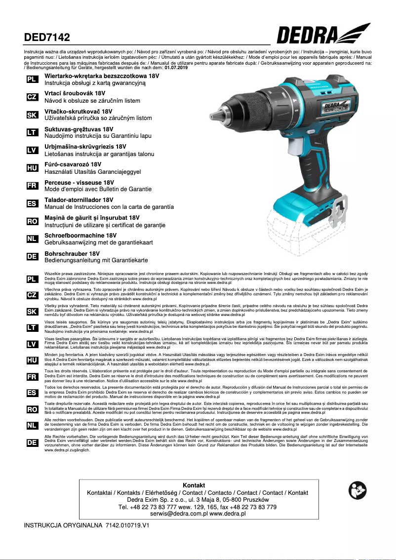 Page 1 of the manual User Manual DEDRA DED7142