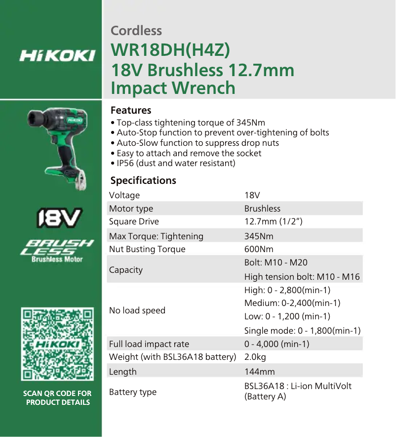 First page image of the manual for WR18DH