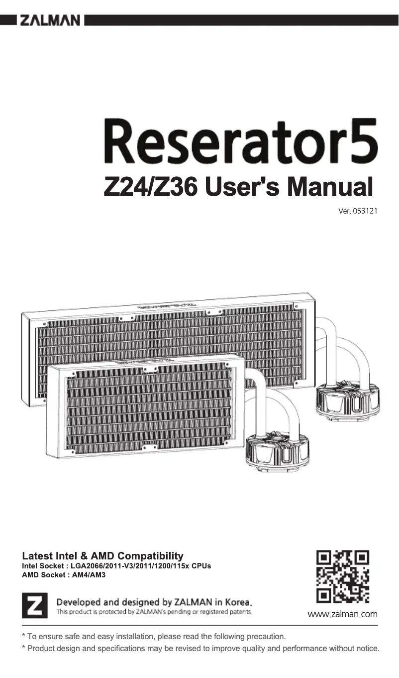 Page 1 of the manual User Manual Zalman Reserator5 Z24