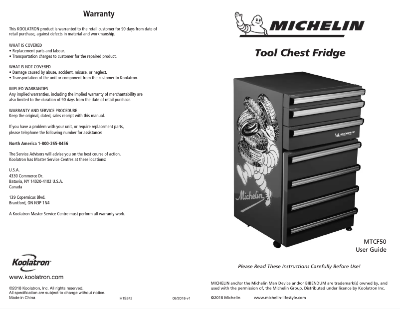 Page 1 of the manual User Manual Michelin MTCF50