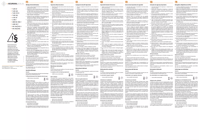 Page 1 de la notice Instructions de sécurité Neumann BCM 104