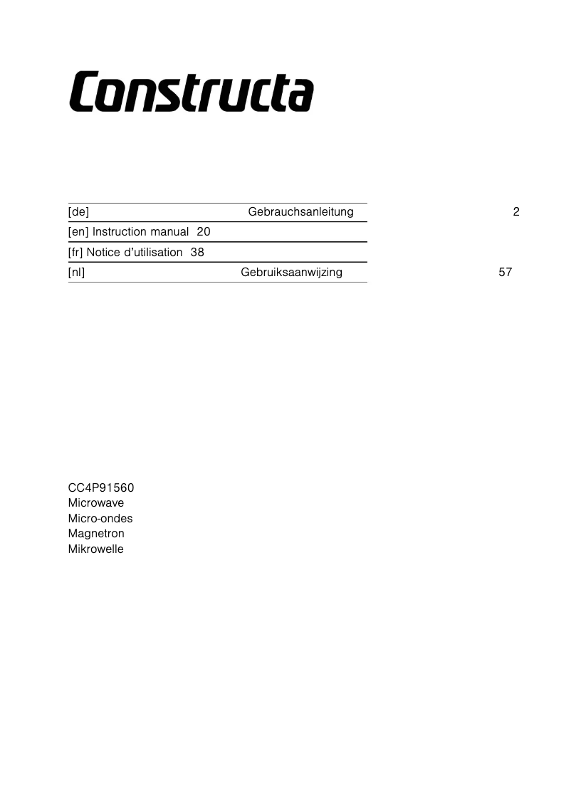 First page image of the manual for CC4P91560