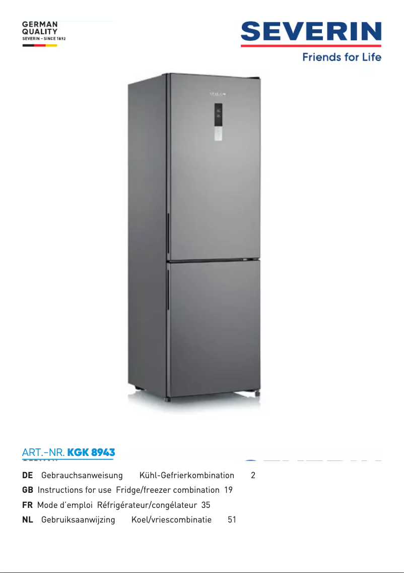 Page 1 of the manual User Manual Severin KGK 8943