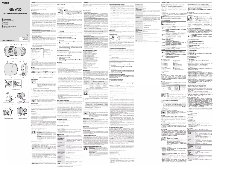 Page 1 of the manual User Manual Nikon Nikkor AF-S 300mm f/4E PF ED VR