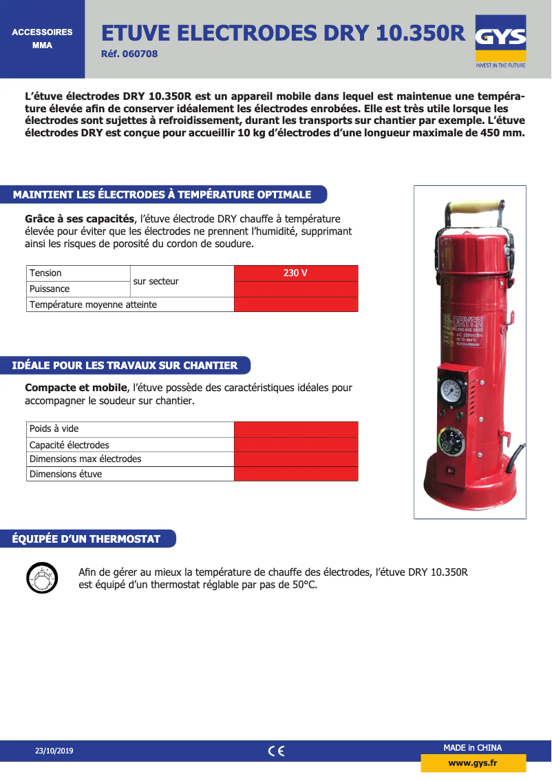 First page image of the manual for DRY Electrodes Oven 10.350R
