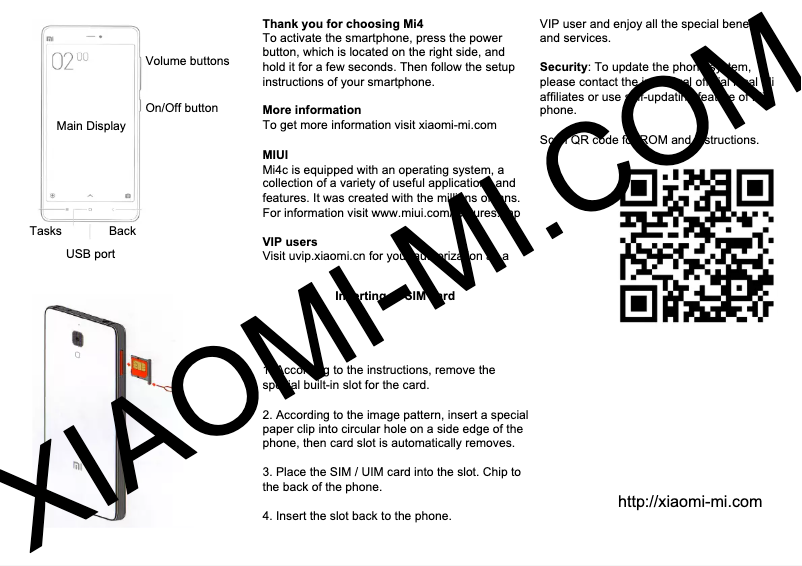 First page image of the manual for Mi4