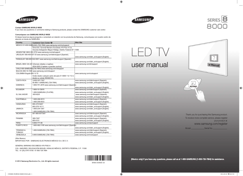 Page 1 of the manual User Manual Samsung UN48H8000AF