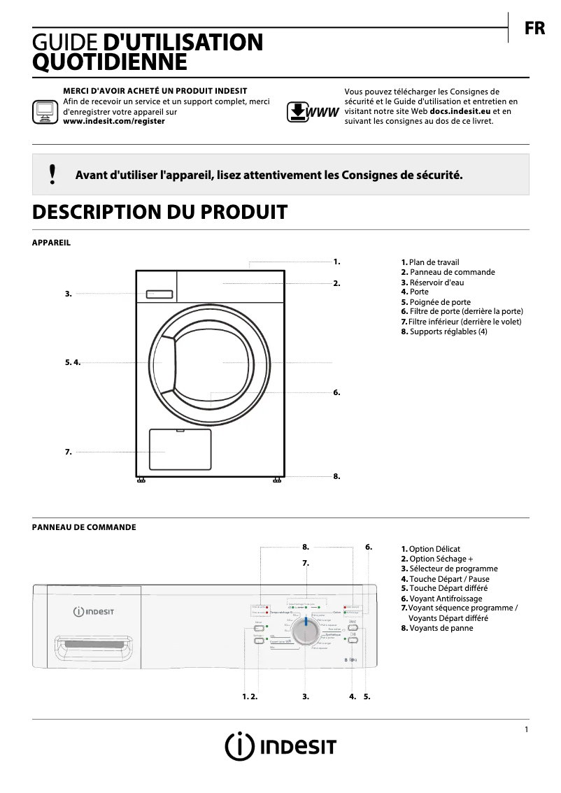 Page 1 of the manual User Manual Indesit IND80111