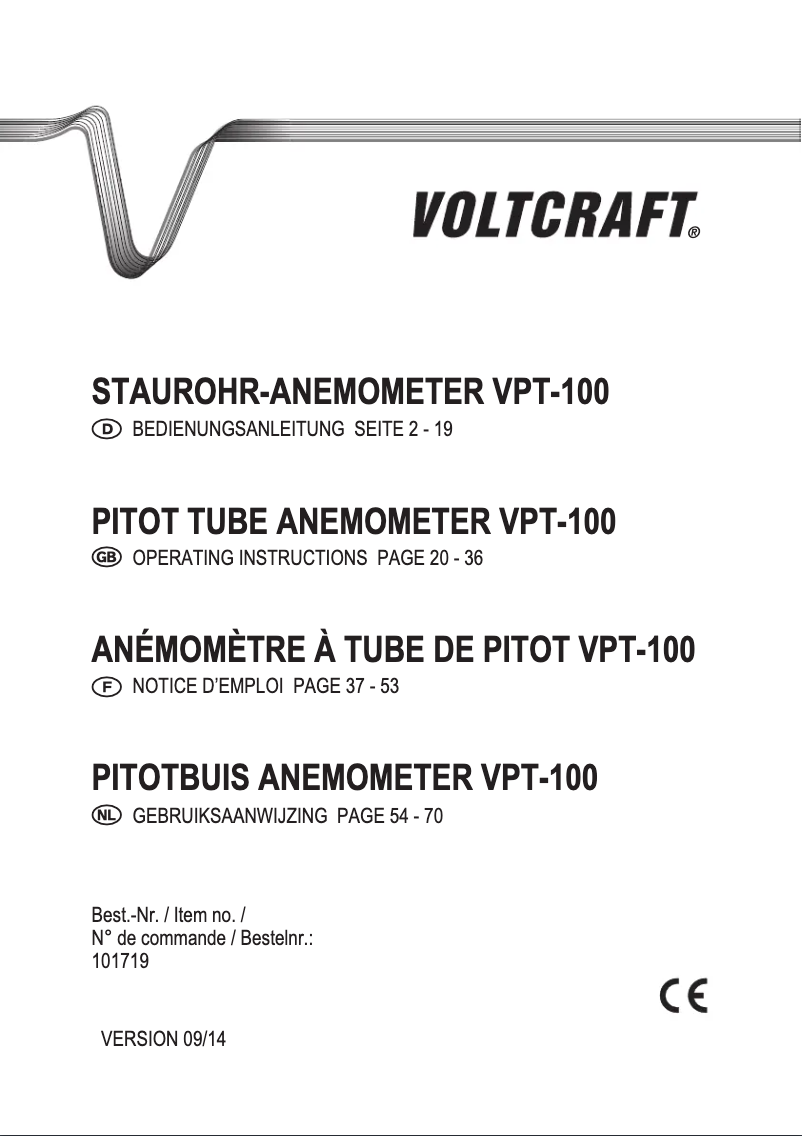 First page image of the manual for VPT-100