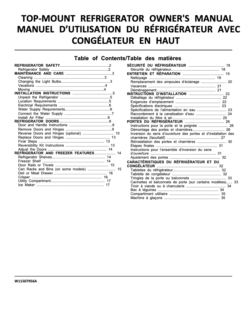 First page image of the manual for WRT511SZD