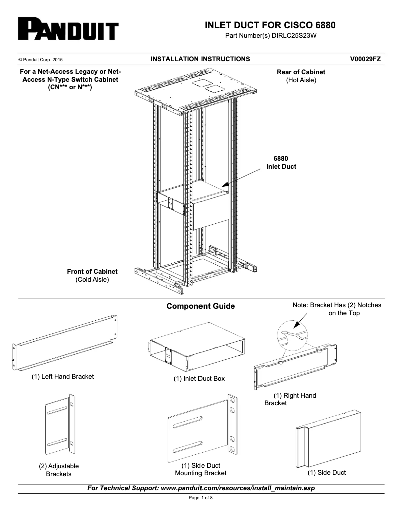 Page 1 of the manual Installation Guide Panduit DIRLC25S23W