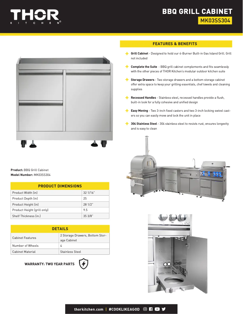 Page 1 of the manual Technical Sheet Thor MK03SS304