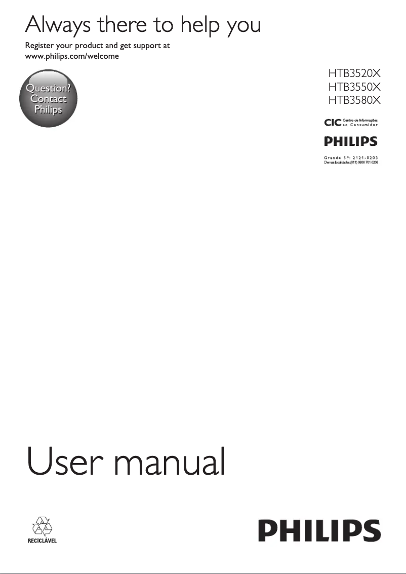 Page 1 of the manual Instruction Manual Philips HTB3520X