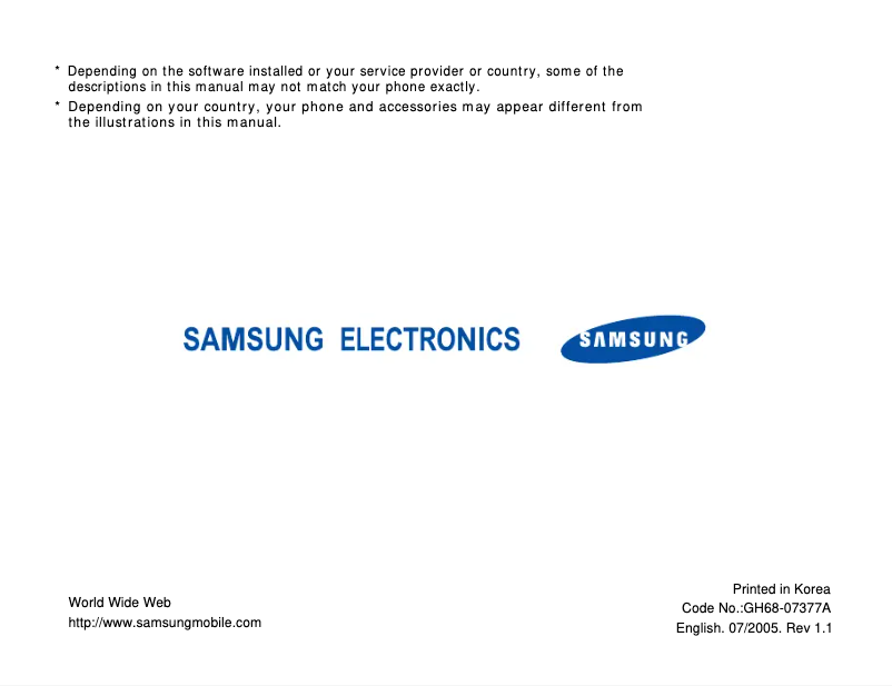 Page 1 of the manual User Manual Samsung BST4309W