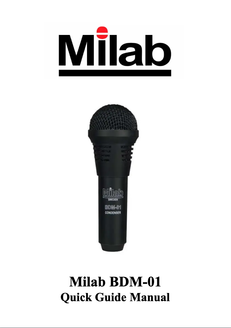 Page 1 of the manual User Manual MILAB BDM-01