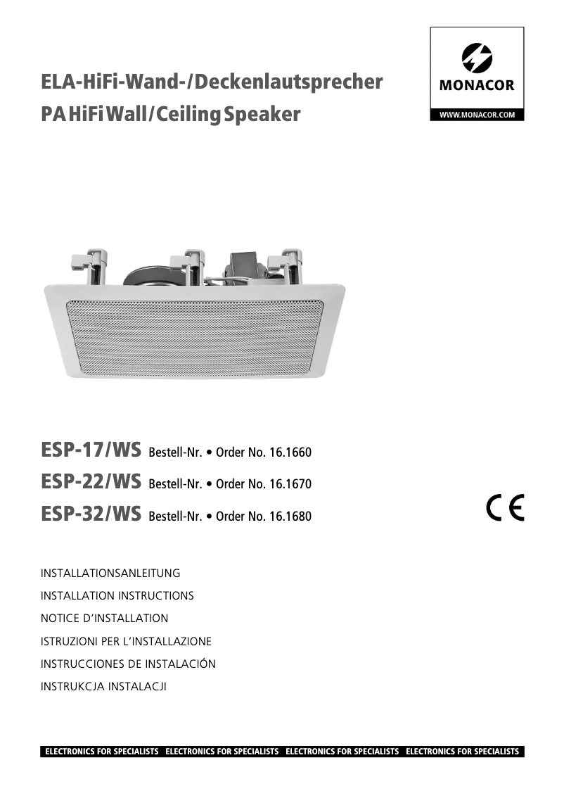 First page image of the manual for ESP-17/WS