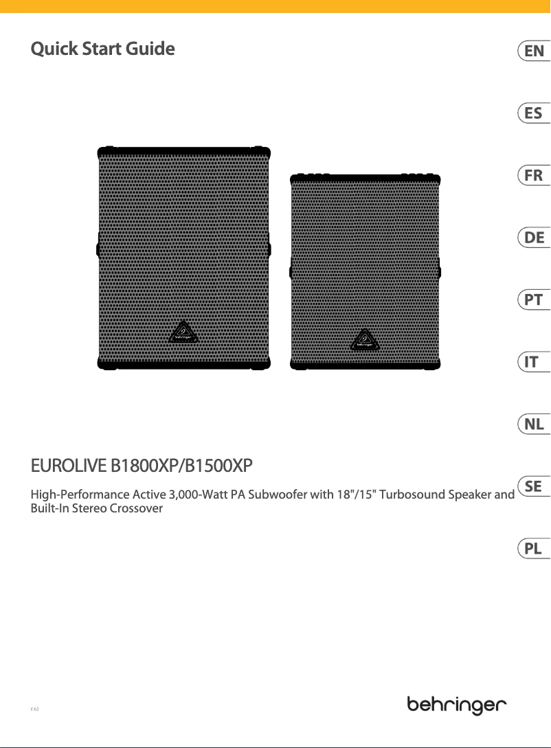 First page image of the manual for Eurolive B1800XP