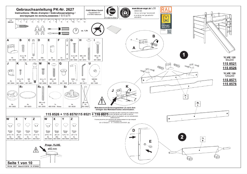 Page 1 of the manual User Manual Paidi Ylvie
