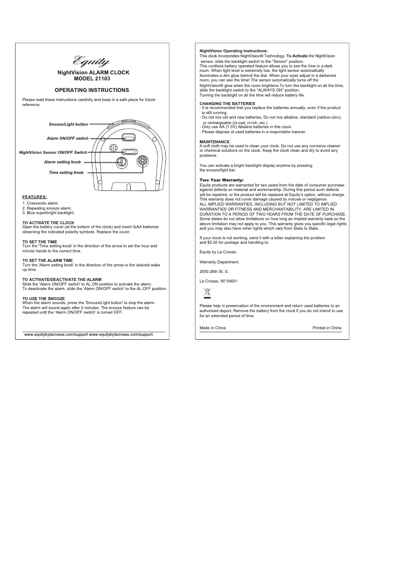 First page image of the manual for 21103