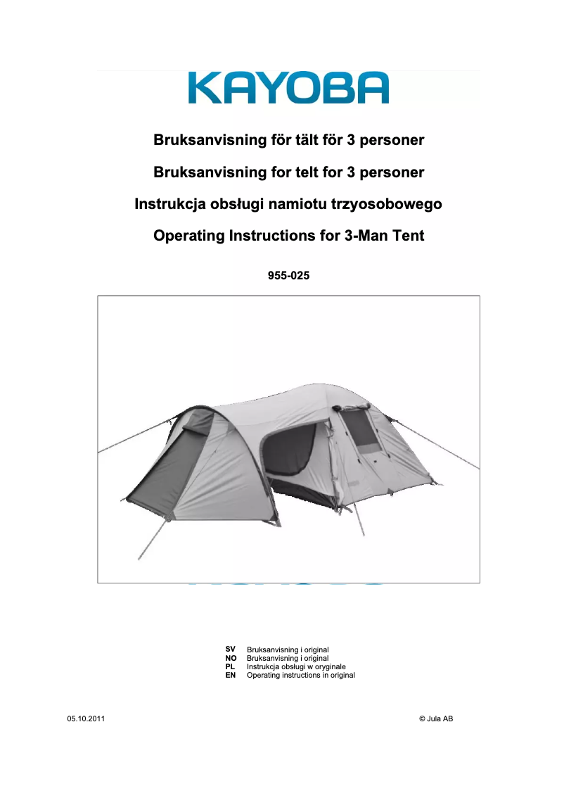 First page image of the manual for 955-025