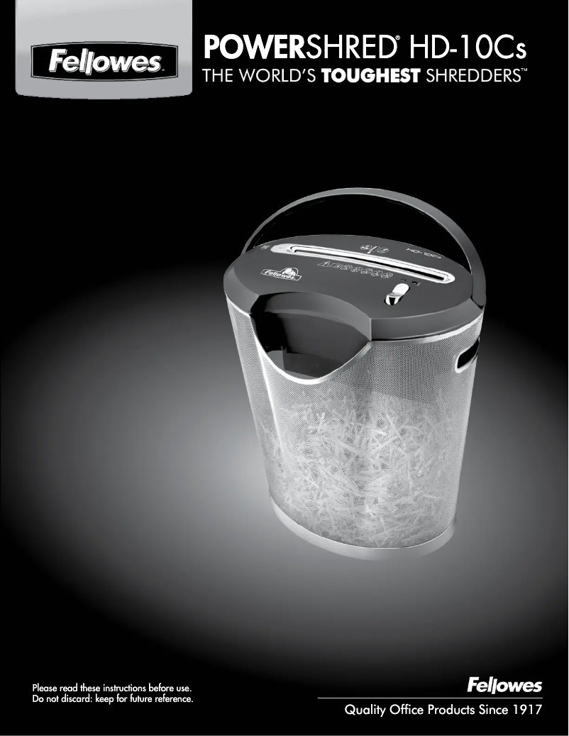 Page 1 of the manual User Manual Fellowes Powershred HD-10Cs
