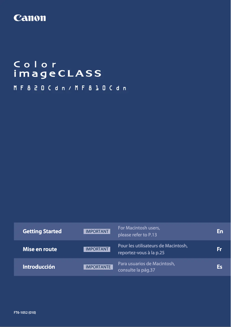First page image of the manual for imageCLASS MF810CDN