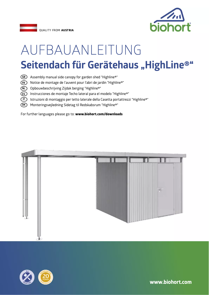 Image de la première page du manuel de l'appareil Highline