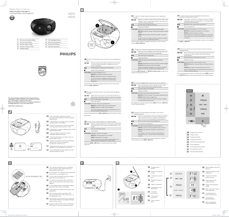 Page 1 of the manual Quick Start Guide Philips AZ215R