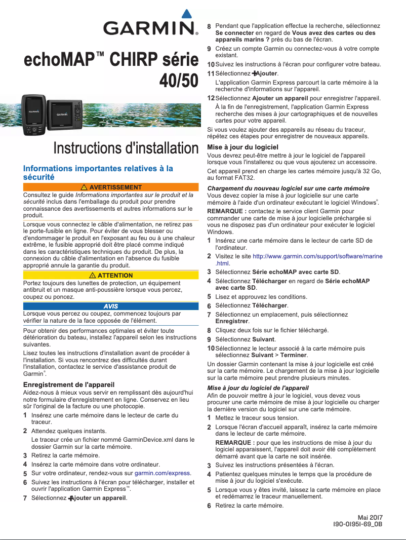 Page 1 of the manual Installation Guide Garmin echoMAP CHIRP 42cv