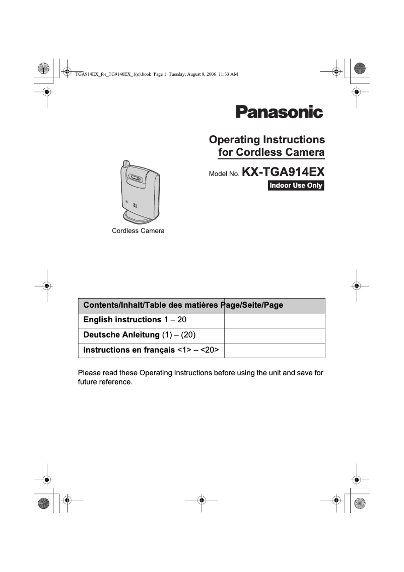 Page 1 of the manual User Manual Panasonic KX-TG9140EX