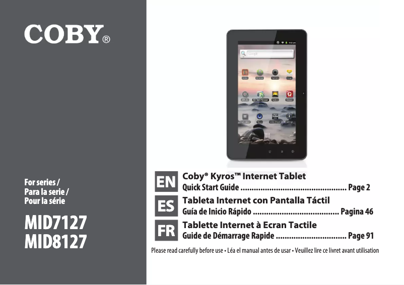 Page 1 of the manual User Manual Coby Kyros MID8127-4G