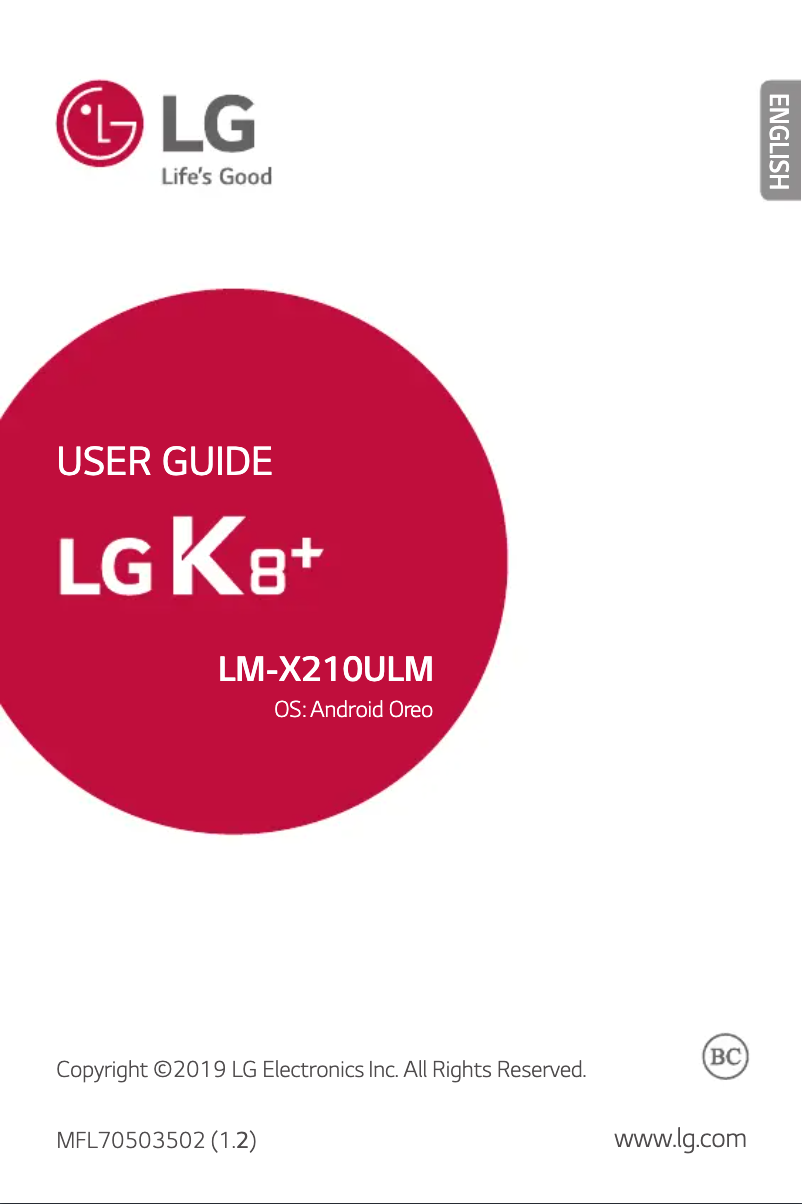 Page 1 of the manual User Manual LG K8+