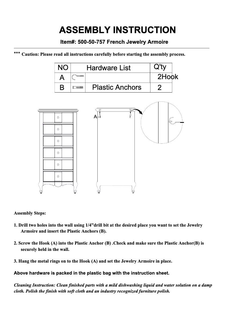 Page 1 of the manual User Manual Hooker 500-50-757