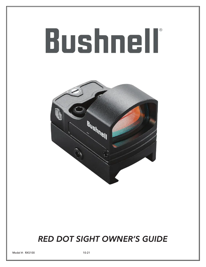 Page 1 of the manual User Manual Bushnell RXS100