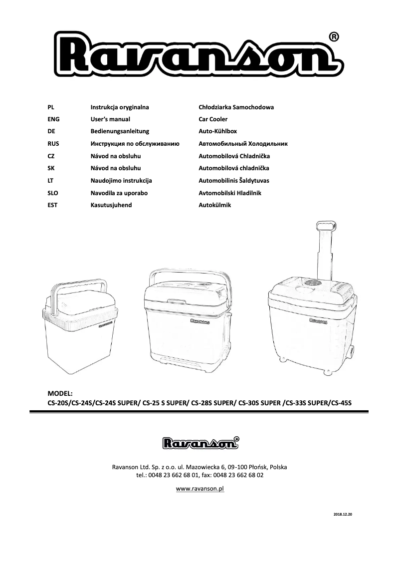 Page 1 of the manual User Manual Ravanson CS-33S Super