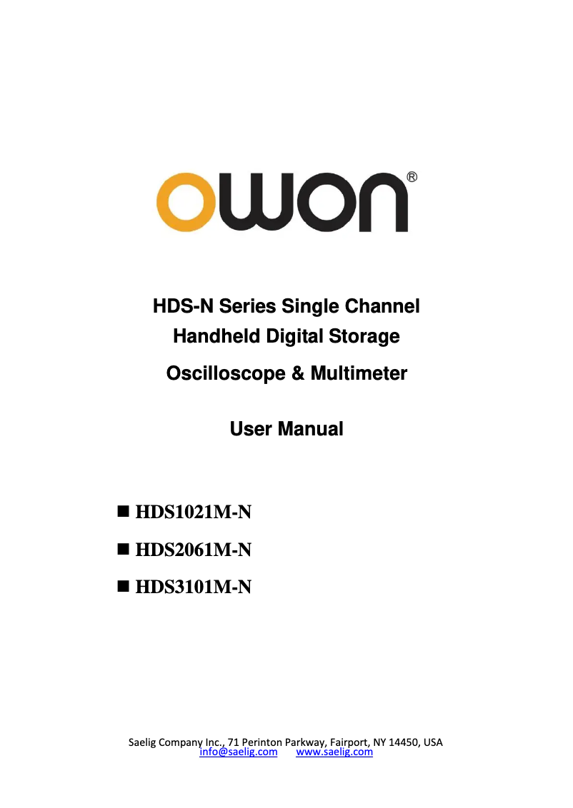 First page image of the manual for HDS3101M-N