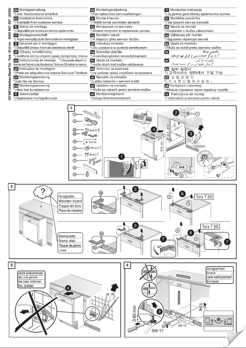 Page 1 of the manual Installation Guide Bosch SMU50E65AU