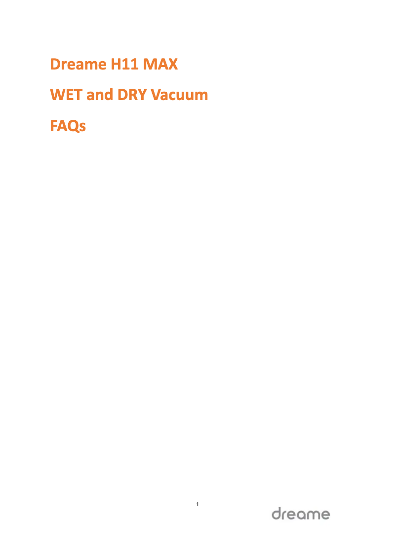 Page 1 of the manual FAQ Dreame H11 Max
