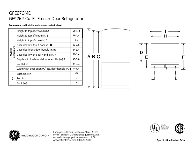 First page image of the manual for GFE27GMDES