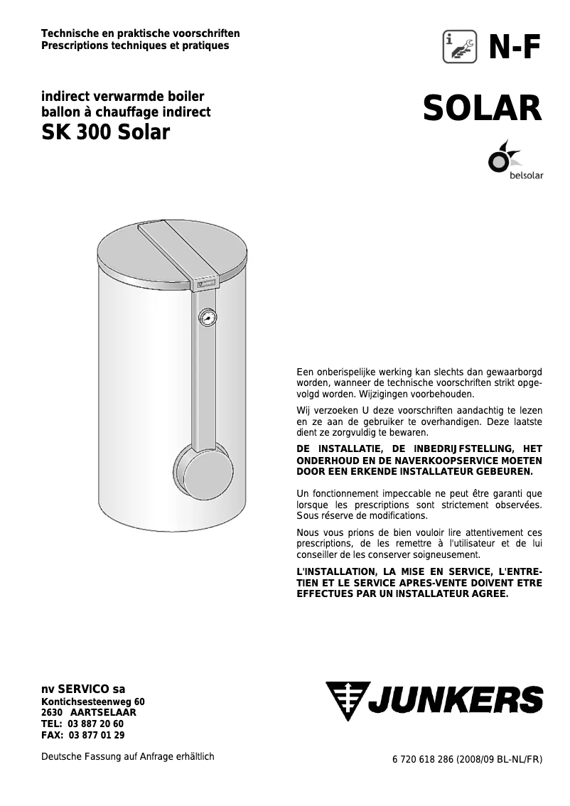 First page image of the manual for SK 300 Solar