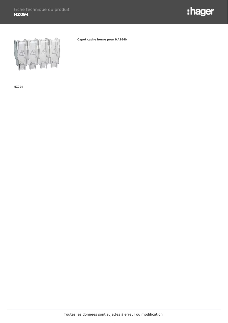 Page 1 of the manual User Manual Hager HZ094