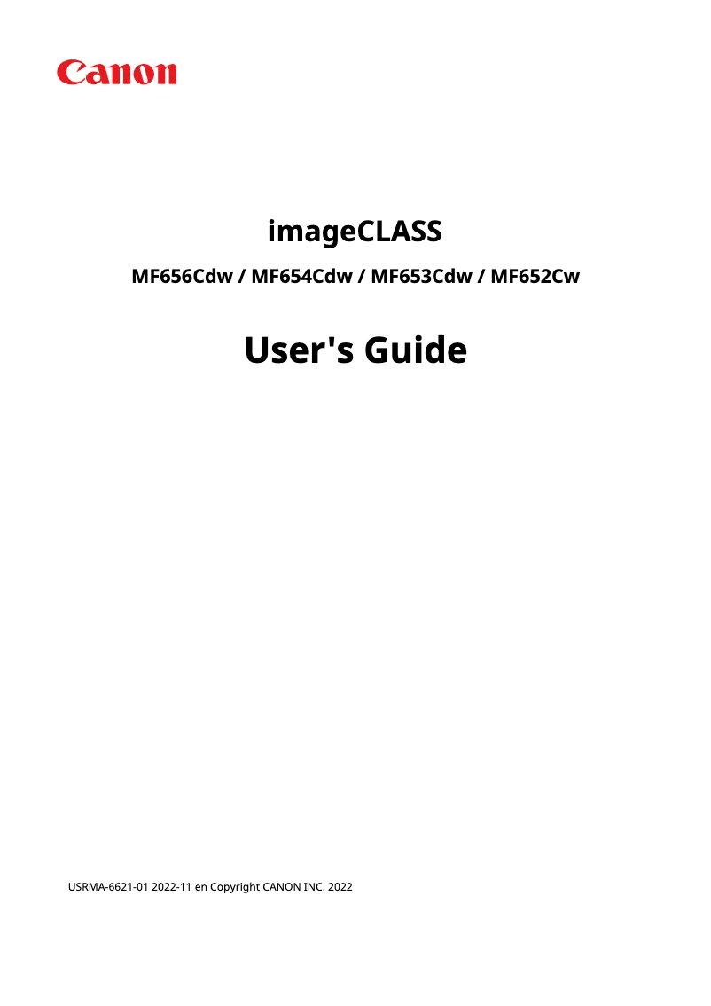 Page 1 of the manual User Manual Canon imageCLASS MF653Cdw