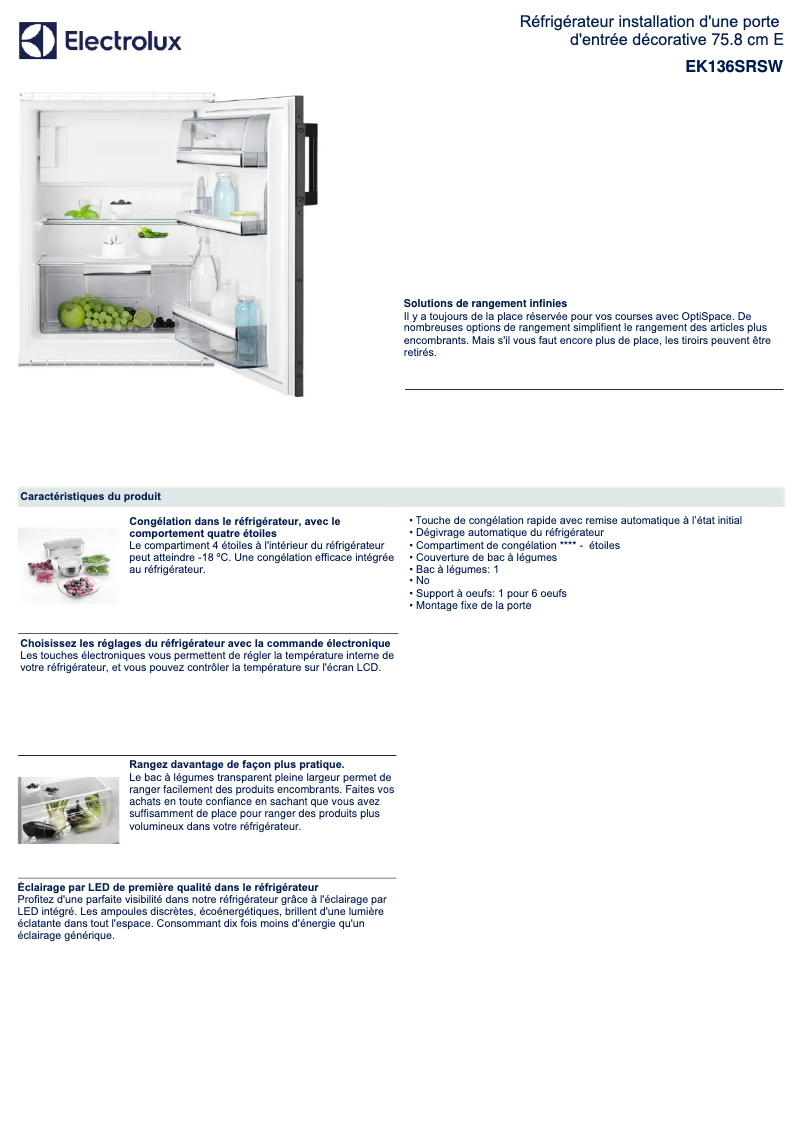 First page image of the manual for EK136SRSW