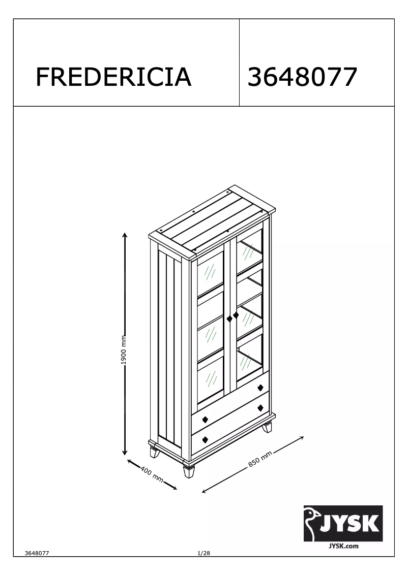 First page image of the manual for Fredericia