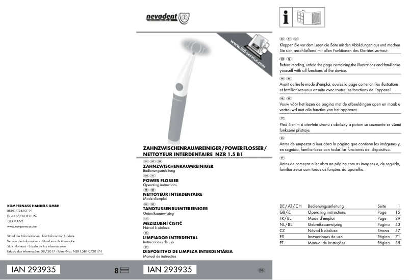 First page image of the manual for NZR 1.5 B1